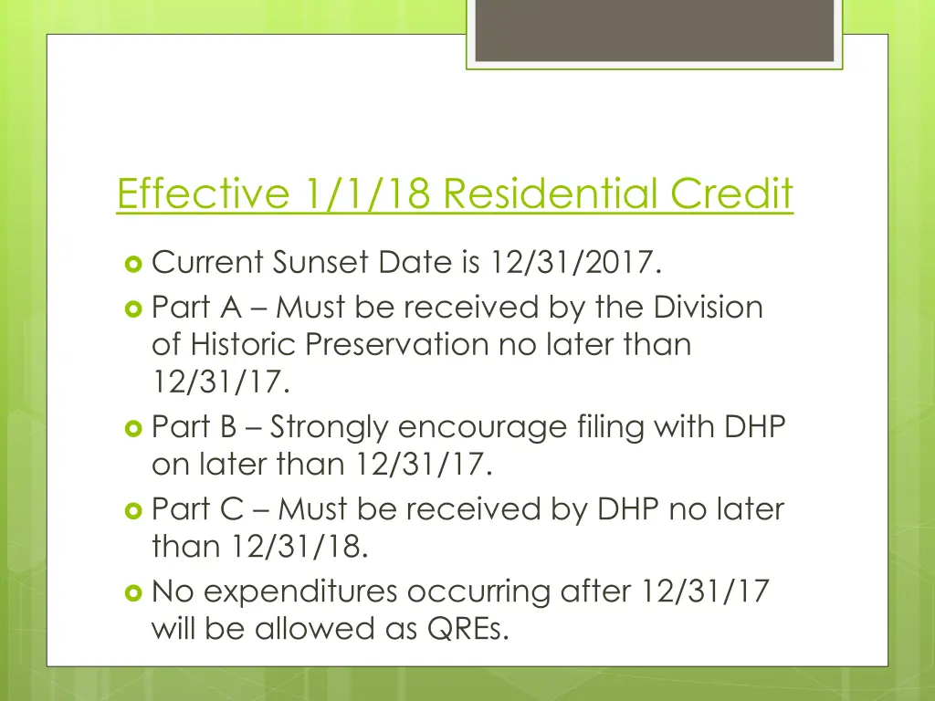 effective 1 1 18 residential credit