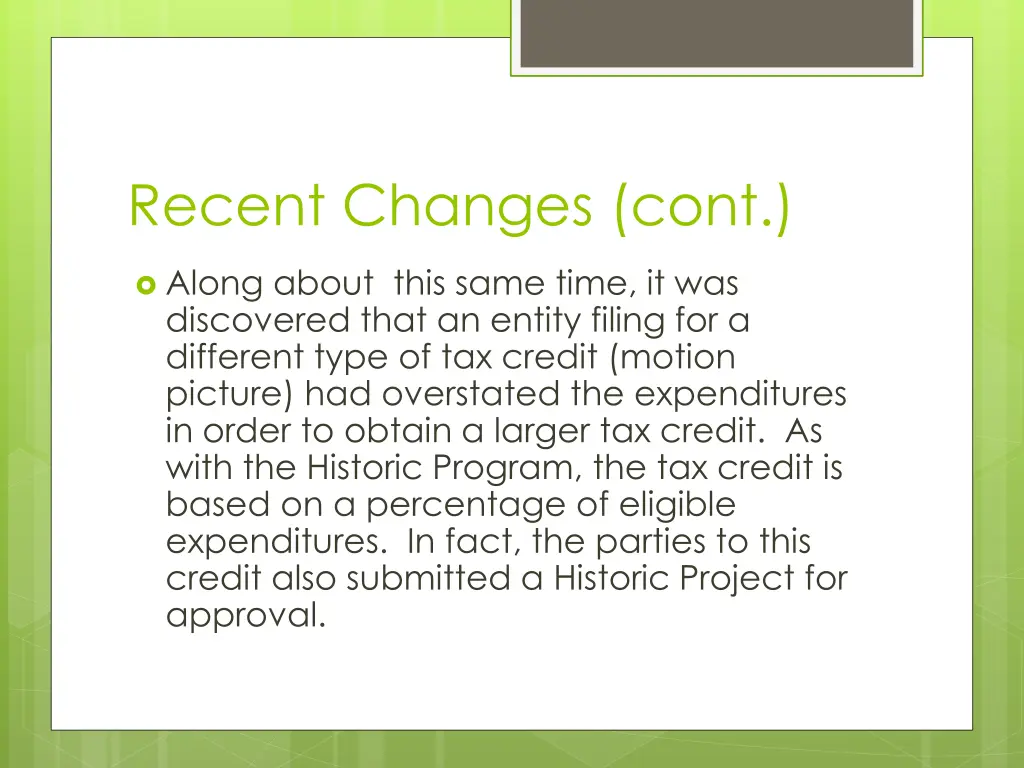 recent changes cont 1