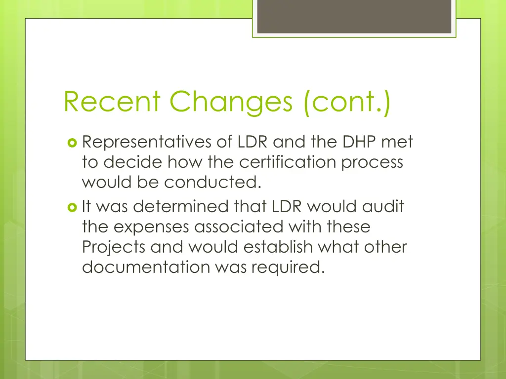 recent changes cont 2