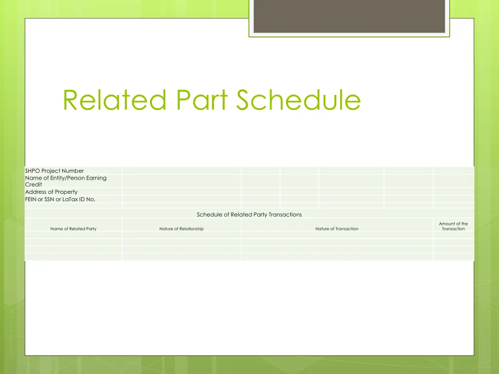 related part schedule