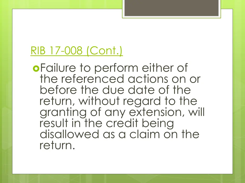 rib 17 008 cont failure to perform either