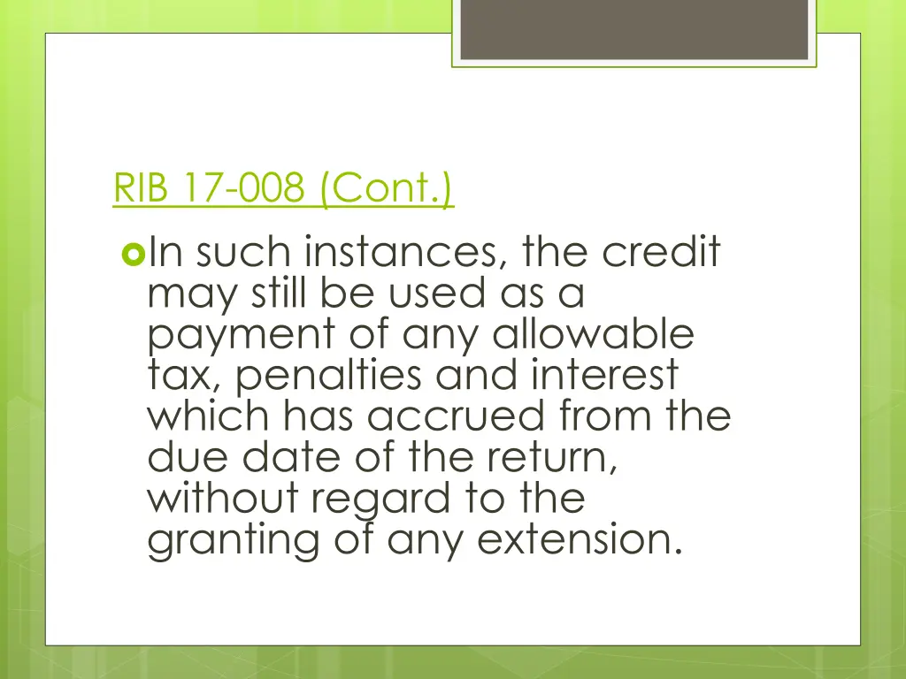 rib 17 008 cont in such instances the credit