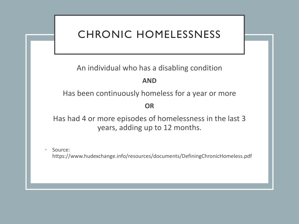 chronic homelessness