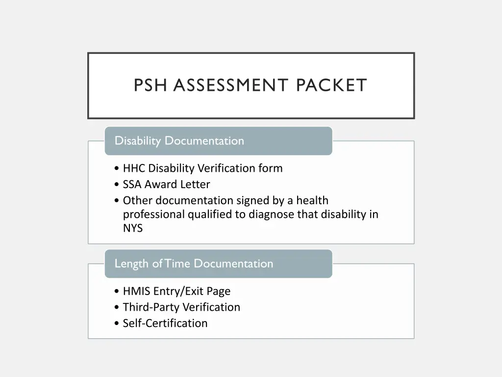 psh assessment packet