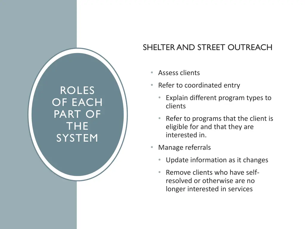 shelter and street outreach