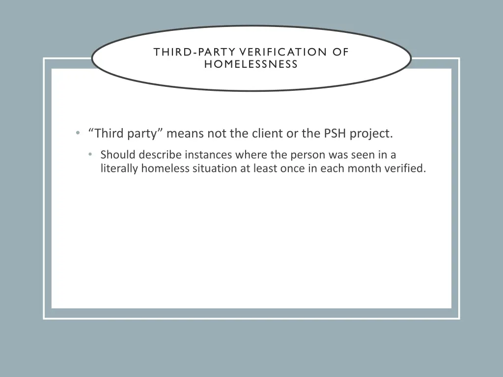 third party verification of homelessness