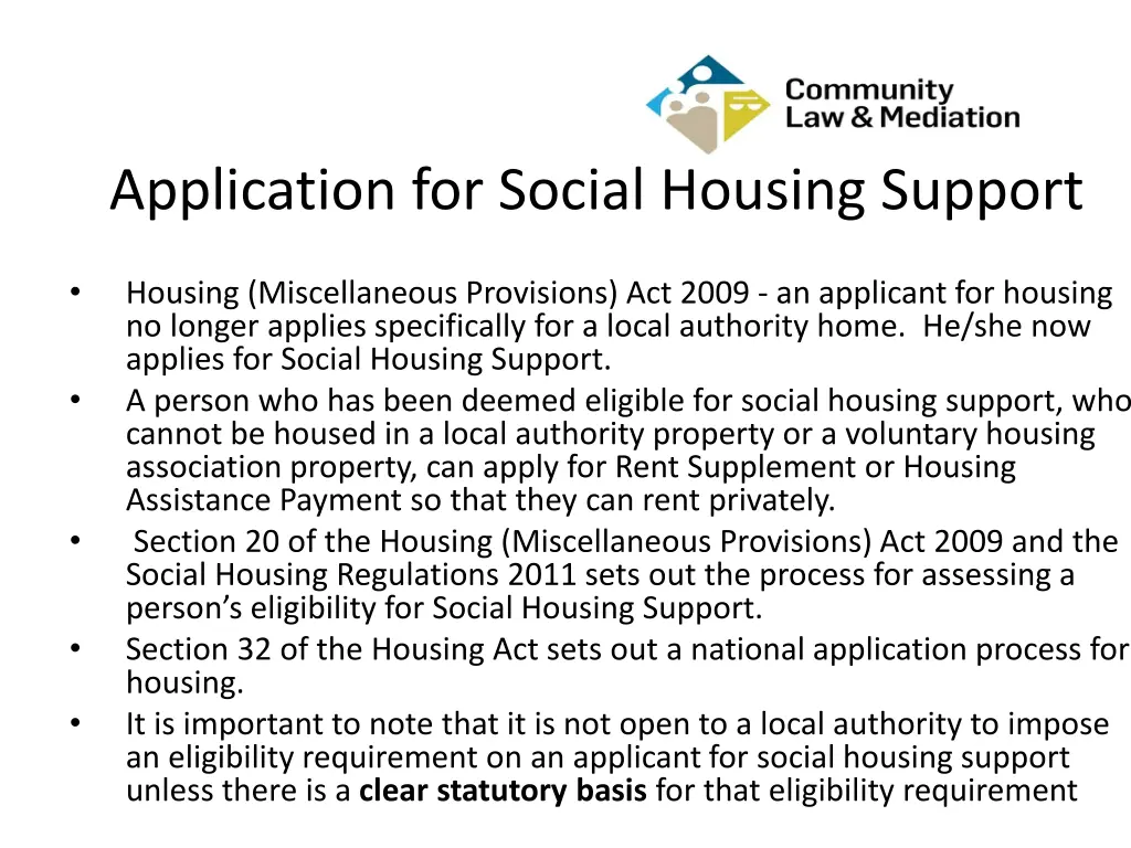 application for social housing support