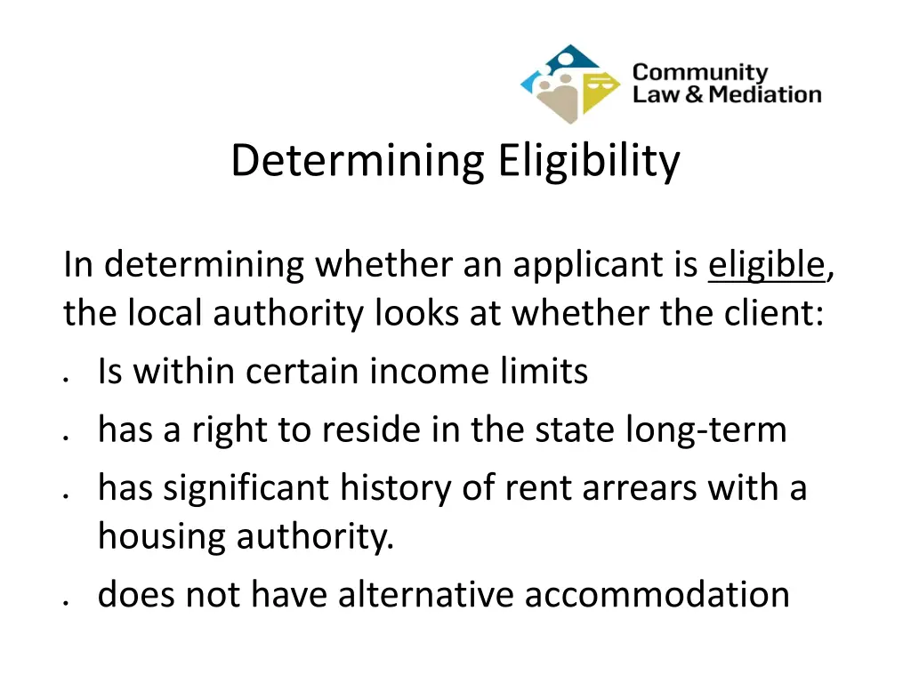 determining eligibility