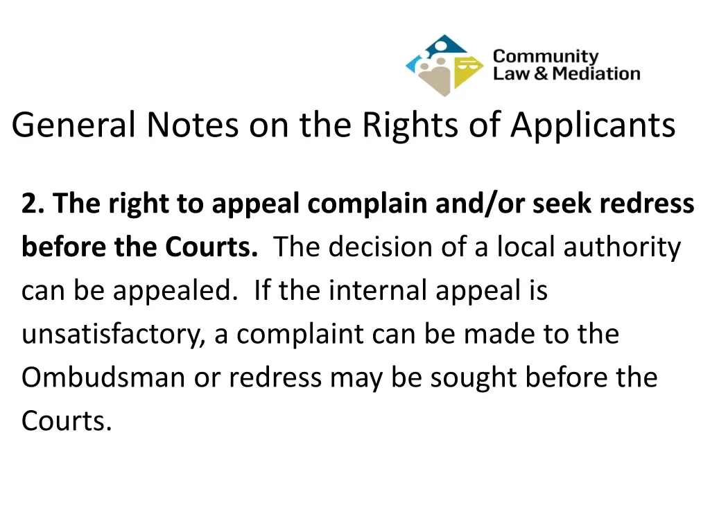 general notes on the rights of applicants 1