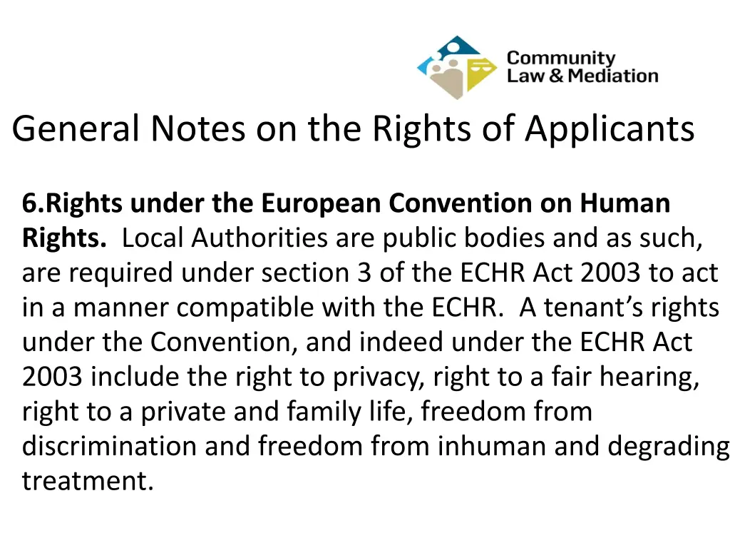 general notes on the rights of applicants 5