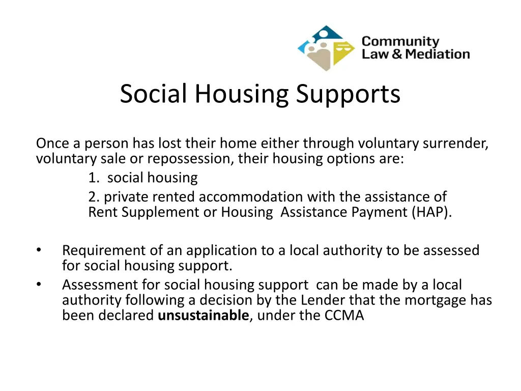 social housing supports