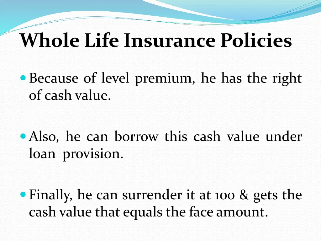 whole life insurance policies 1