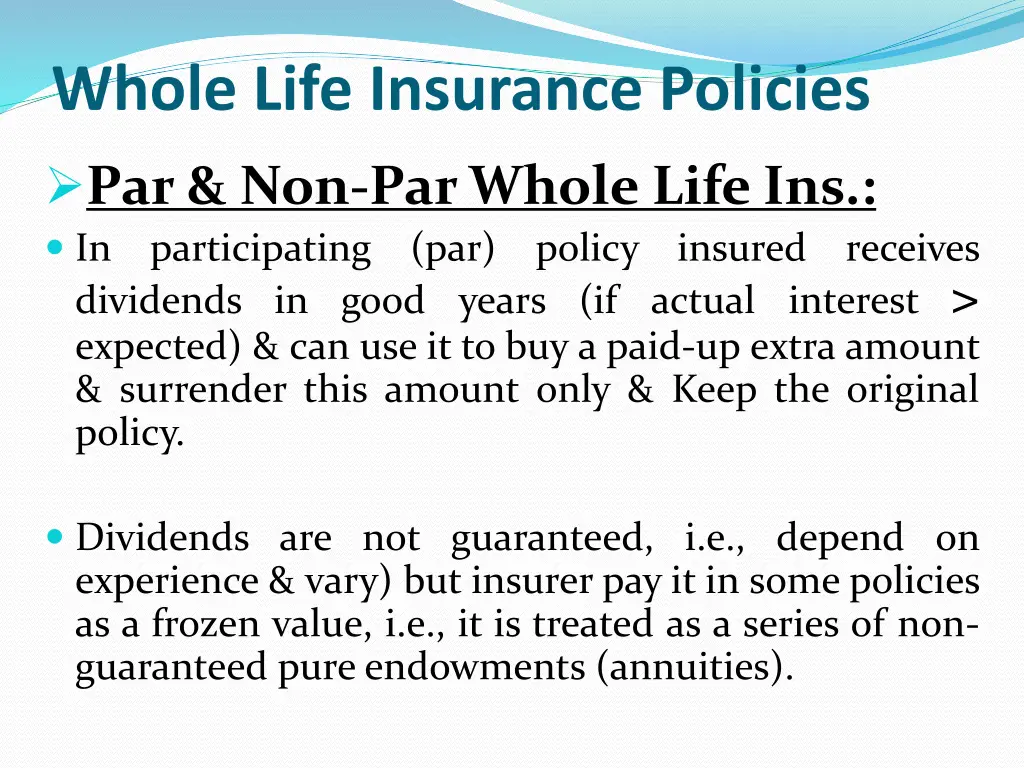 whole life insurance policies 2