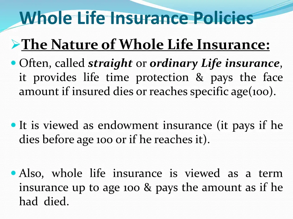 whole life insurance policies