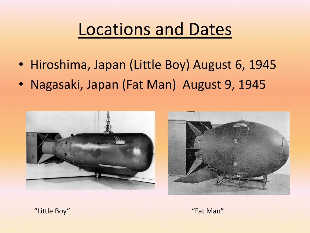 locations and dates