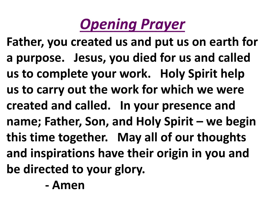 opening prayer