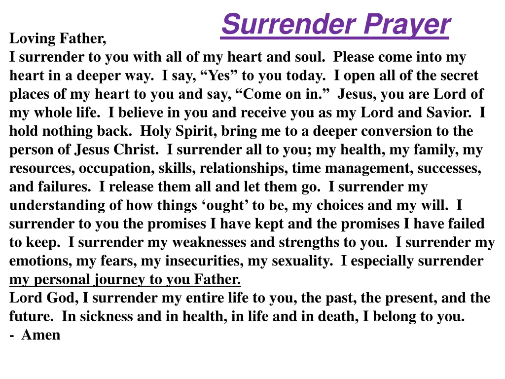 surrender prayer