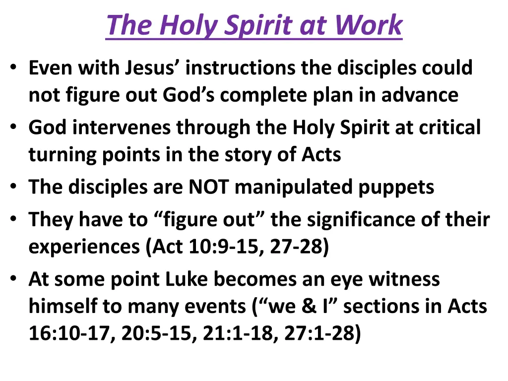 the holy spirit at work