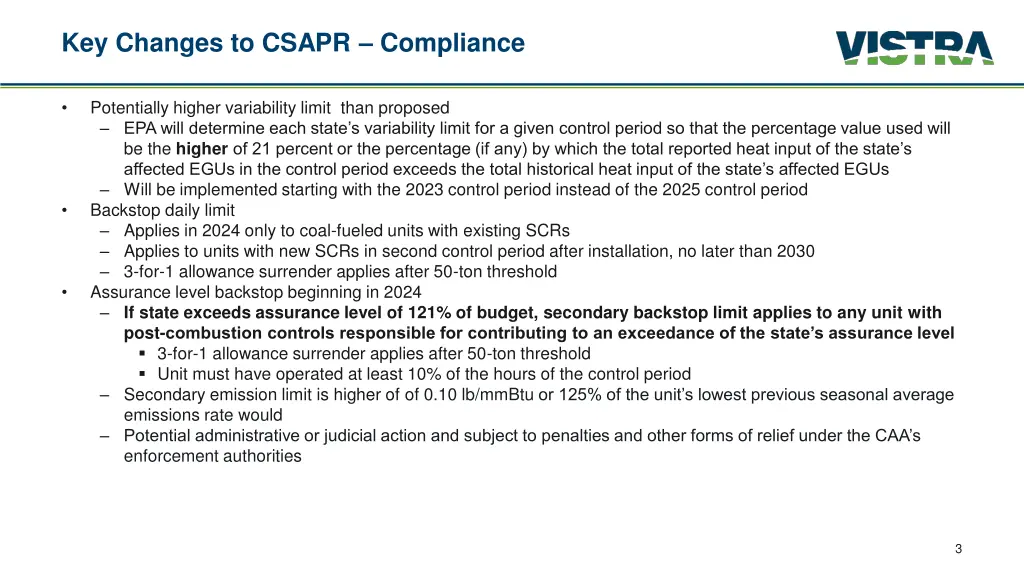 key changes to csapr compliance