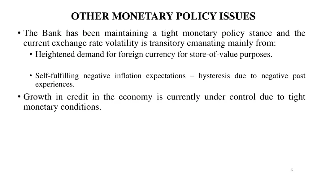 other monetary policy issues