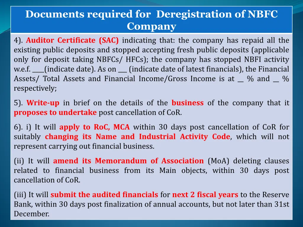documents required for deregistration of nbfc 1