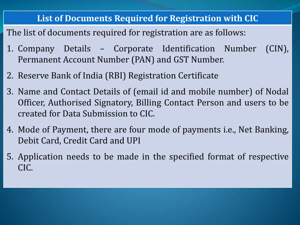 list of documents required for registration with