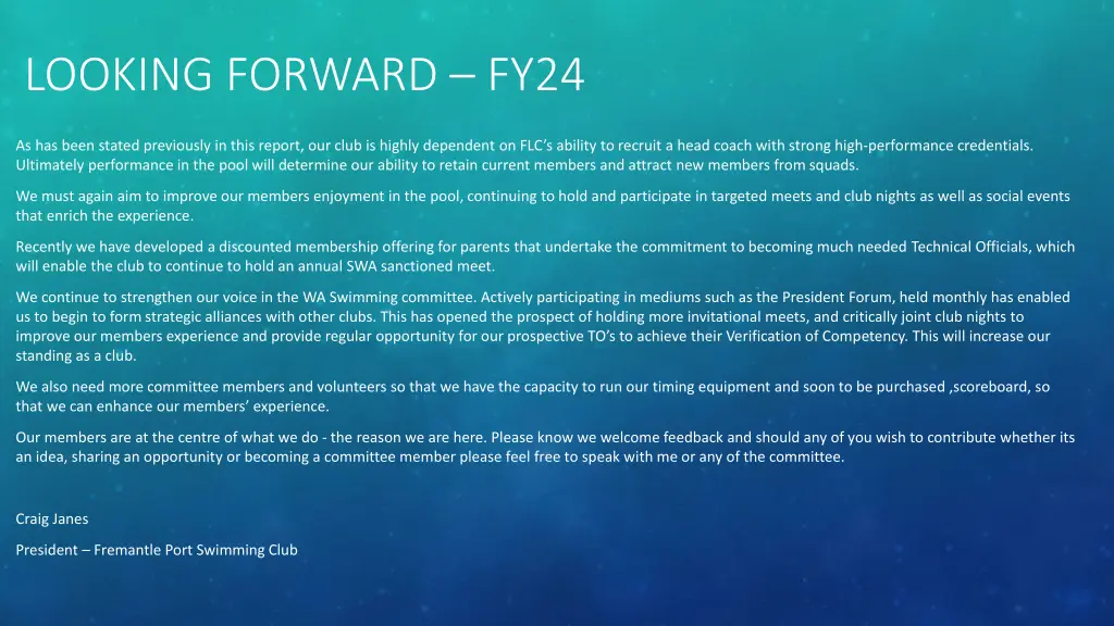 looking forward fy24