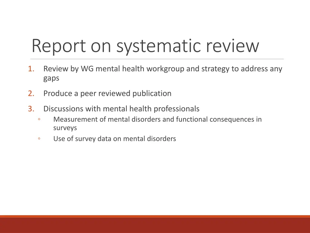 report on systematic review