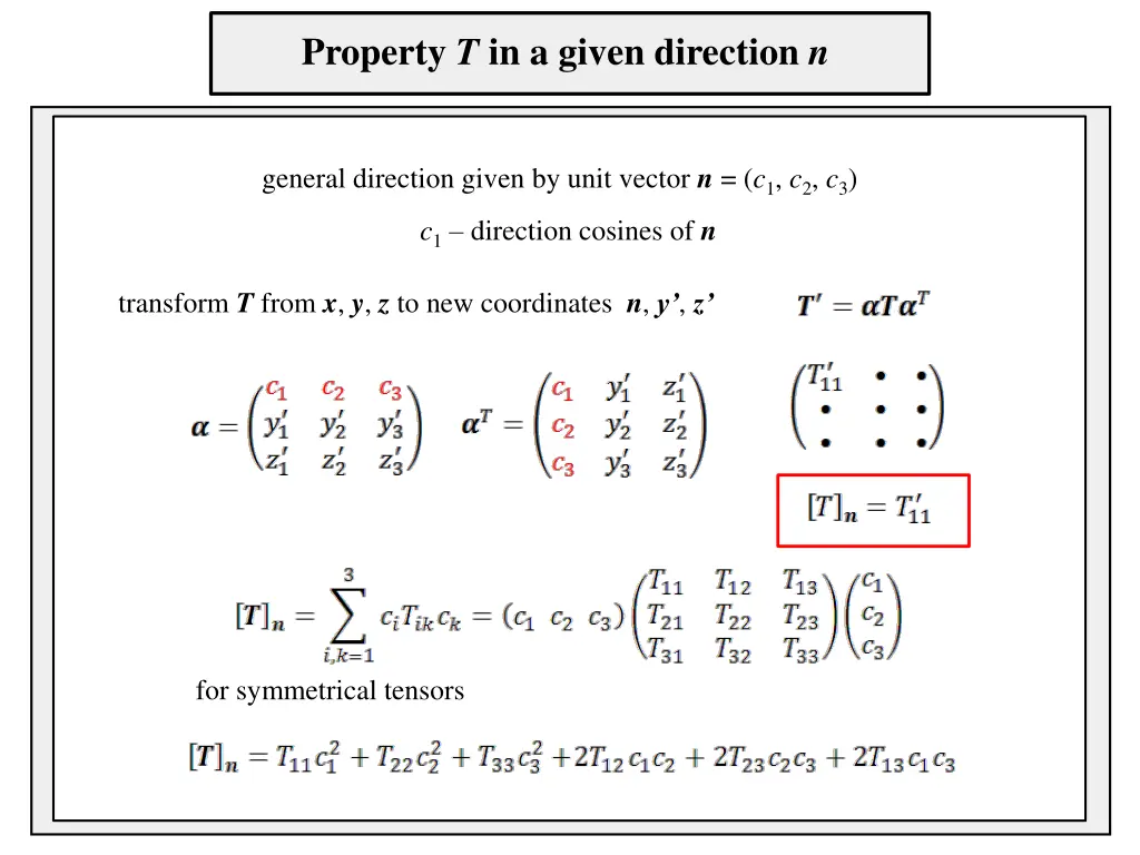 property t in a given direction n