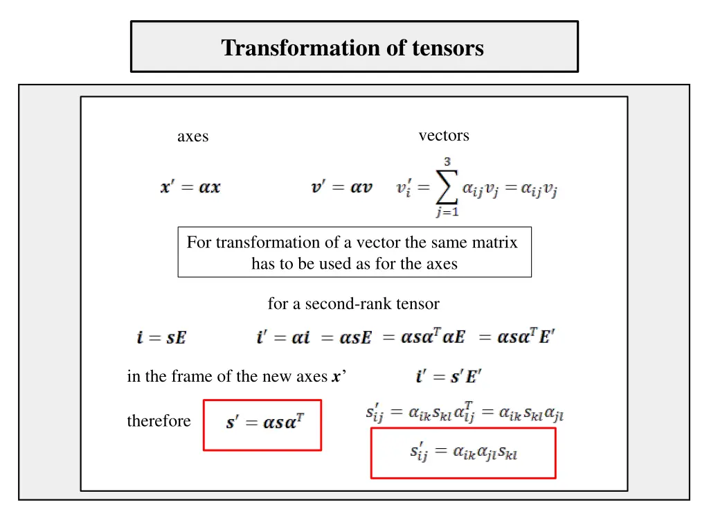 transformation of tensors