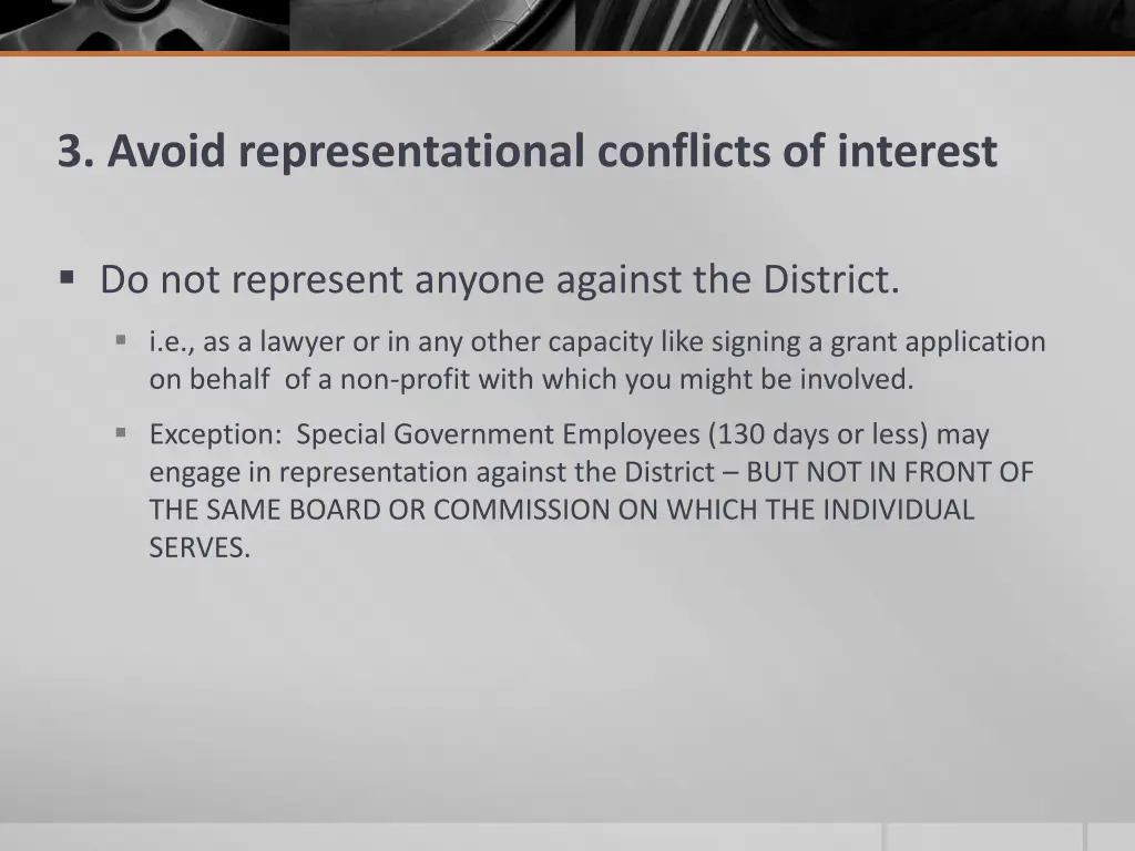 3 avoid representational conflicts of interest