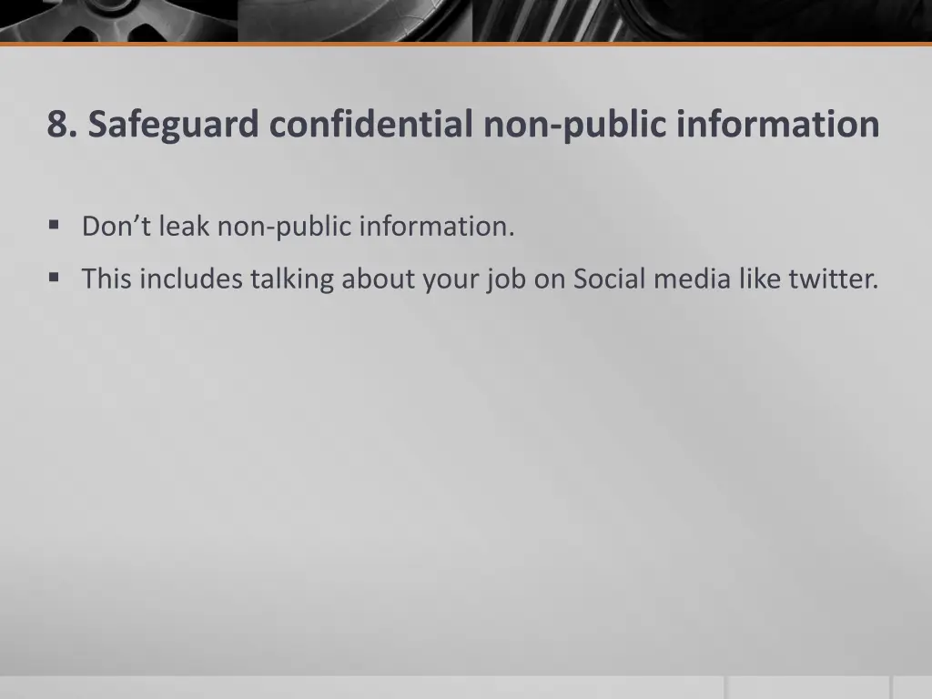8 safeguard confidential non public information