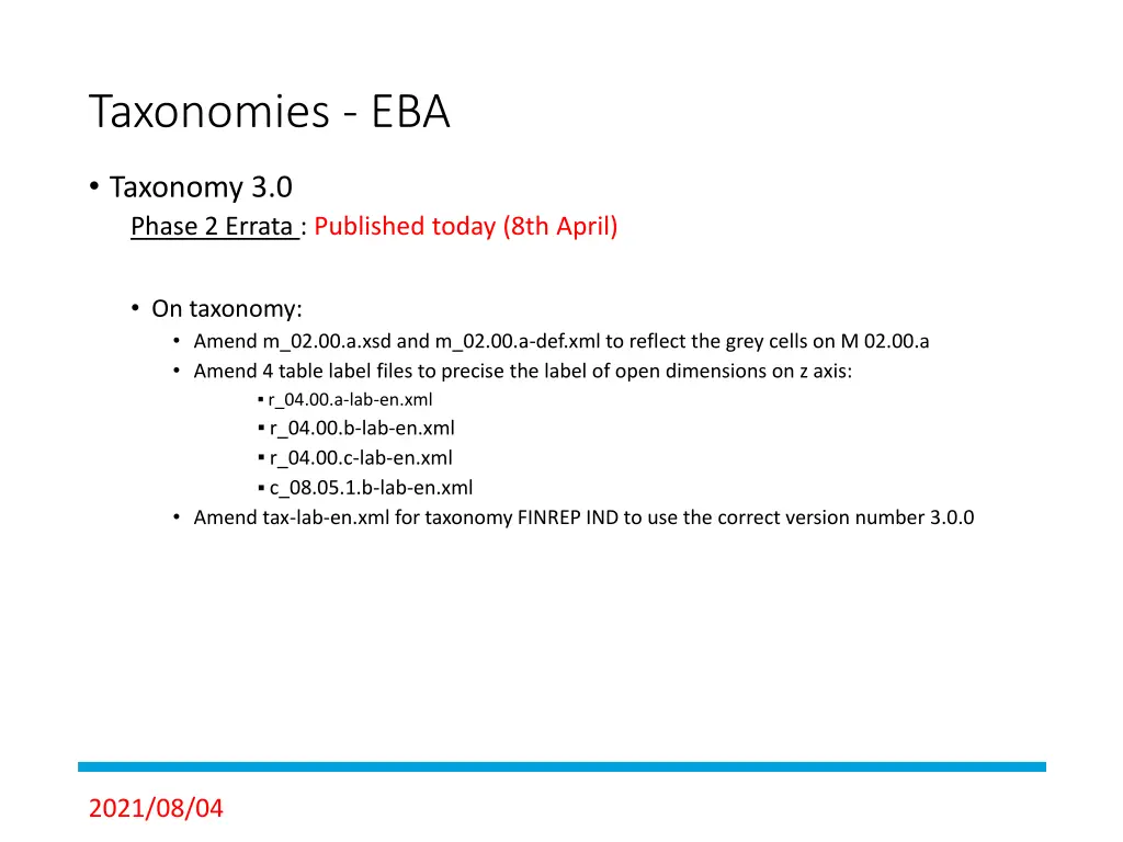 taxonomies eba 3