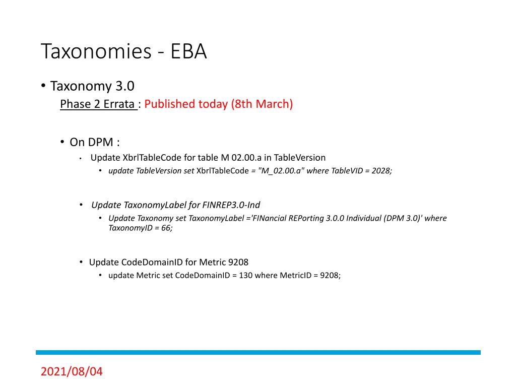 taxonomies eba 4
