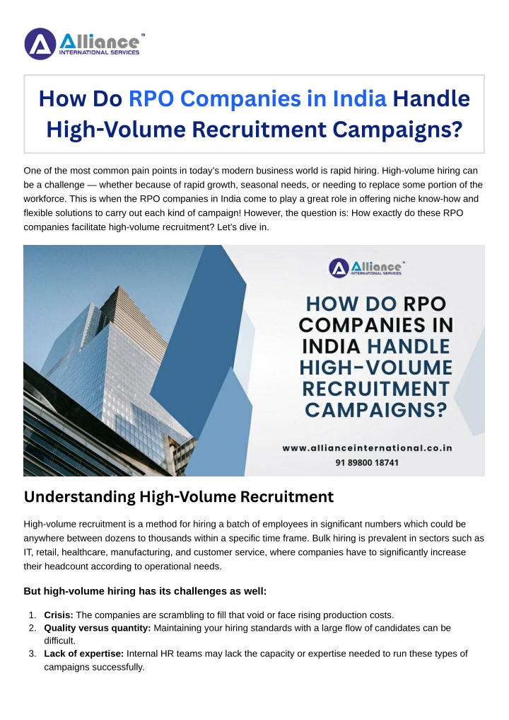 how do rpo companies in india handle high volume