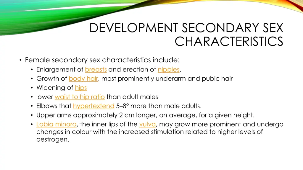 development secondary sex characteristics