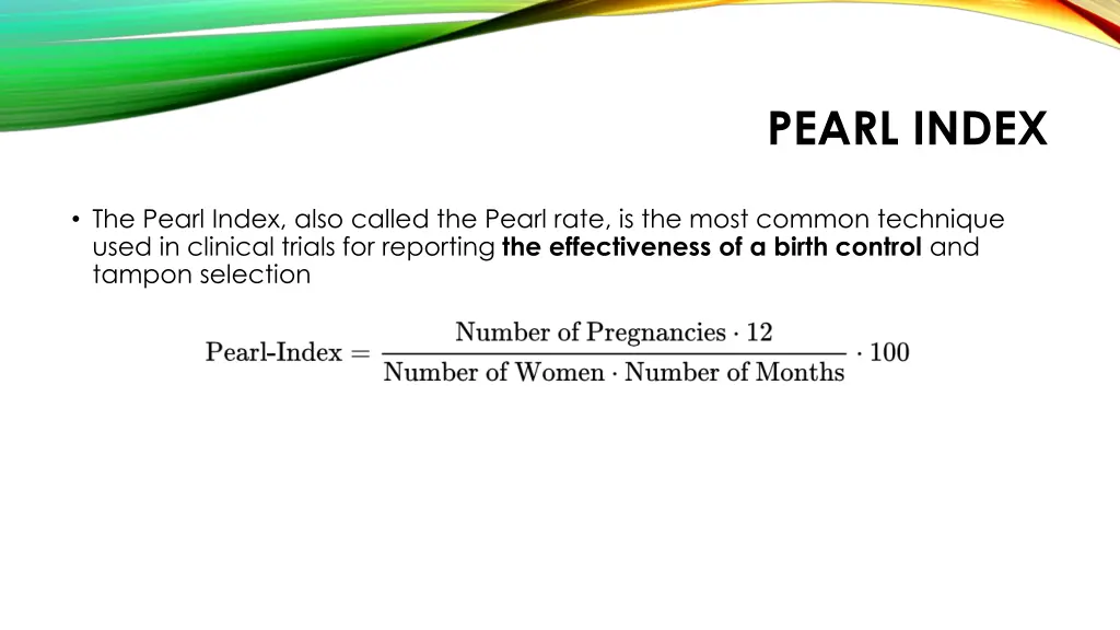pearl index
