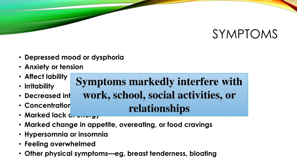 symptoms