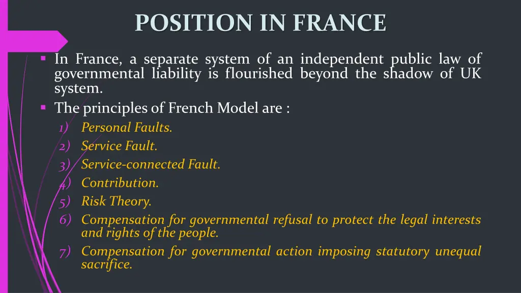 position in france