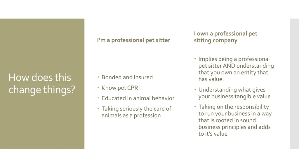 i own a professional pet sitting company