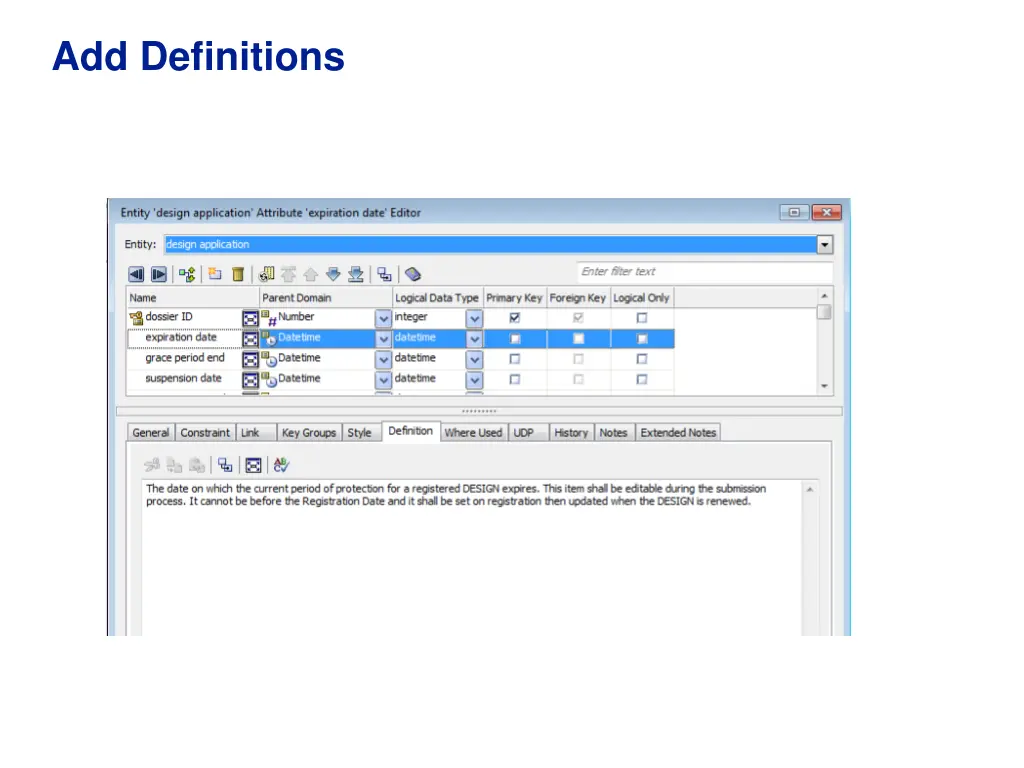 add definitions