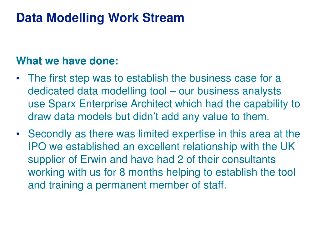 data modelling work stream