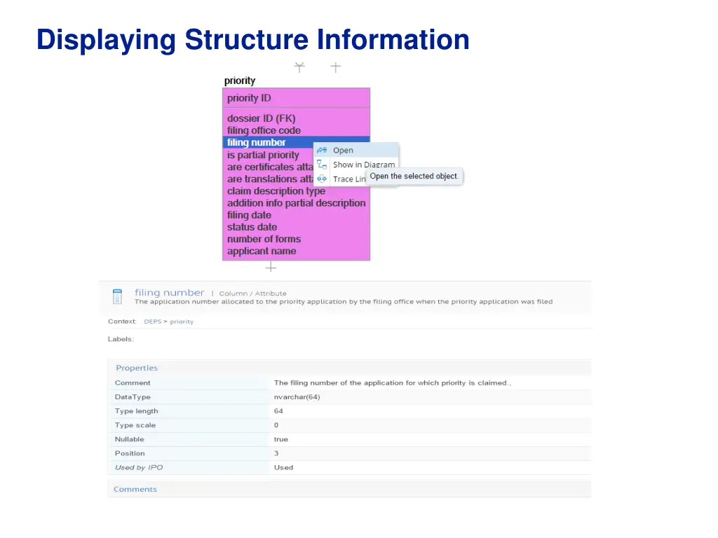 displaying structure information