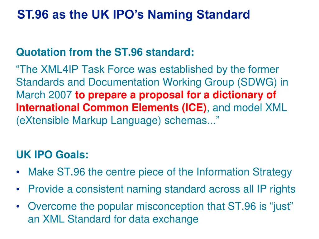 st 96 as the uk ipo s naming standard