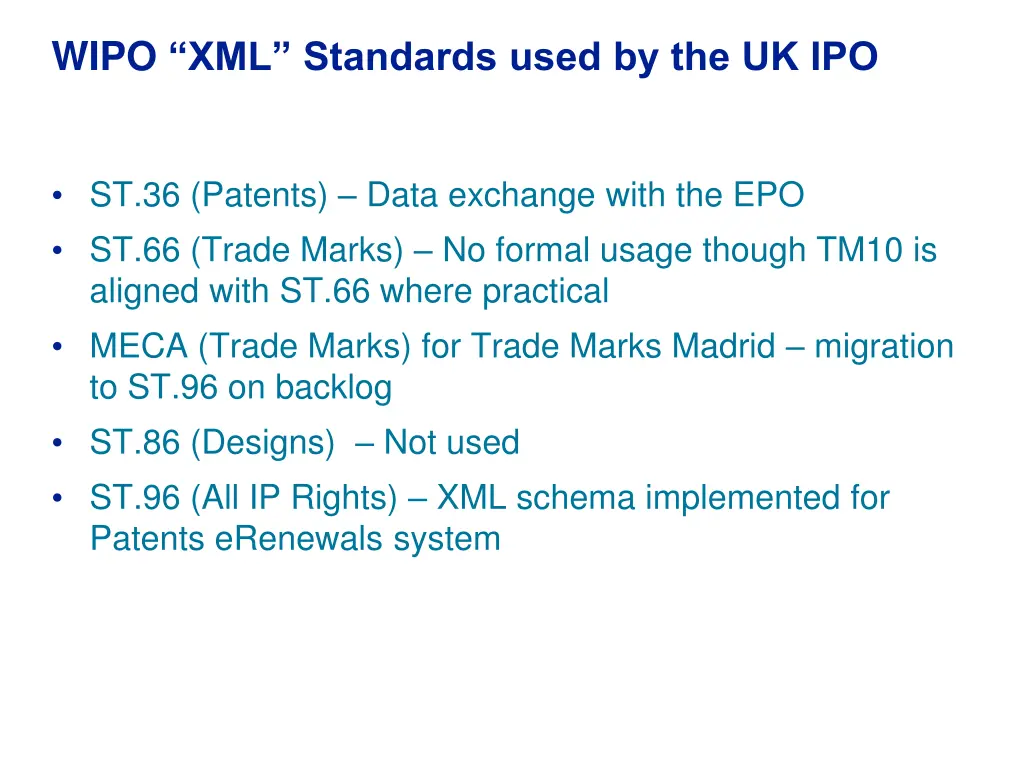 wipo xml standards used by the uk ipo