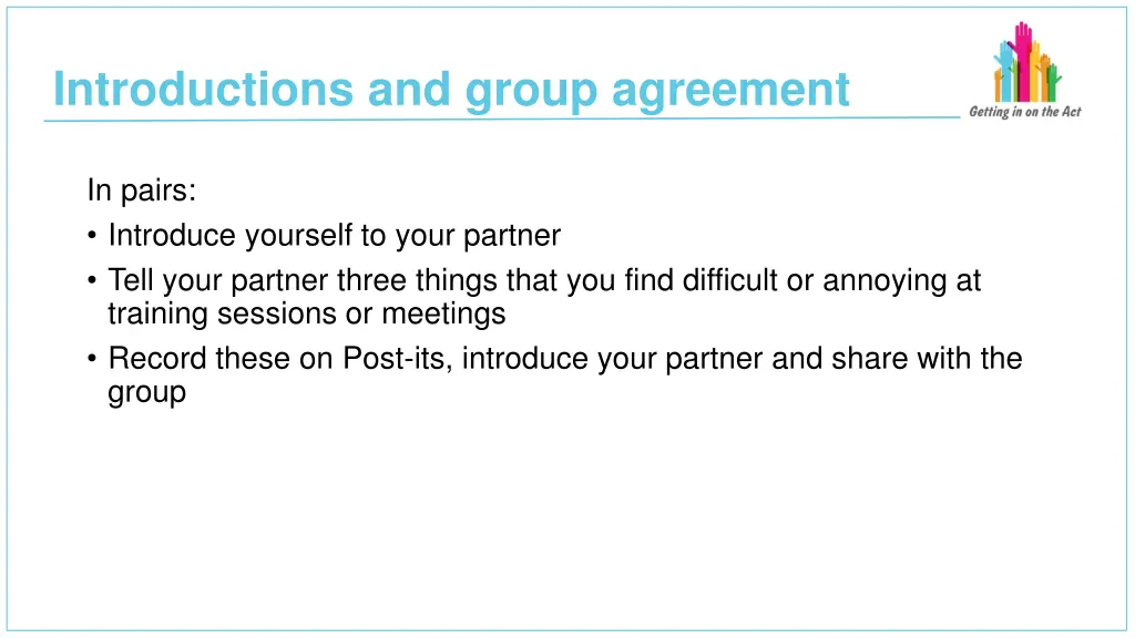 introductions and group agreement