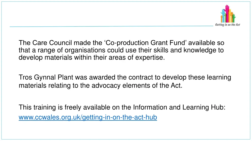 the care council made the co production grant