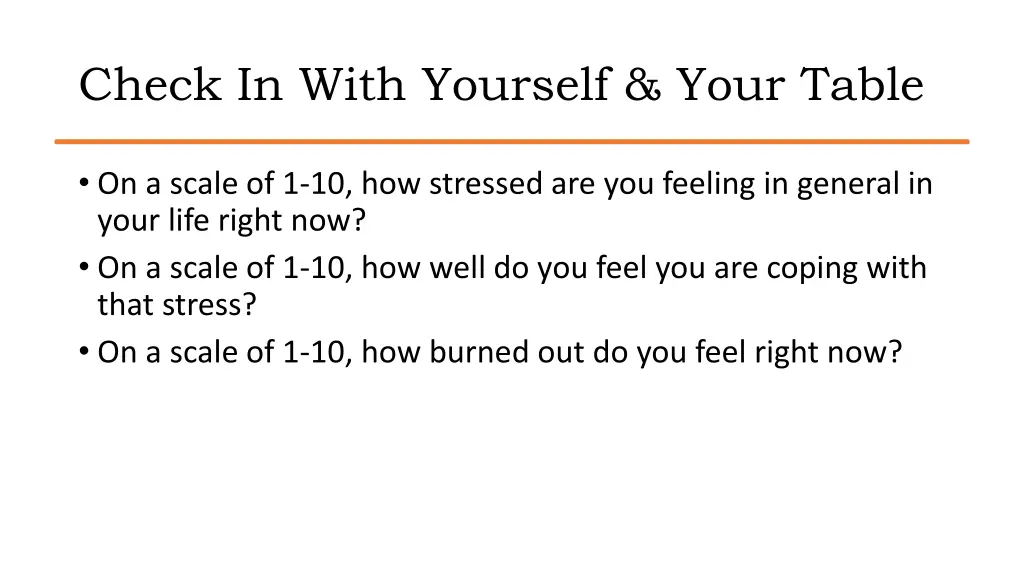 check in with yourself your table