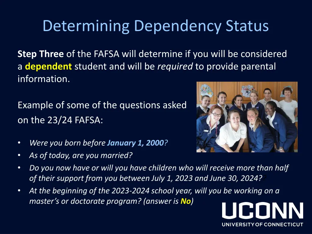 determining dependency status