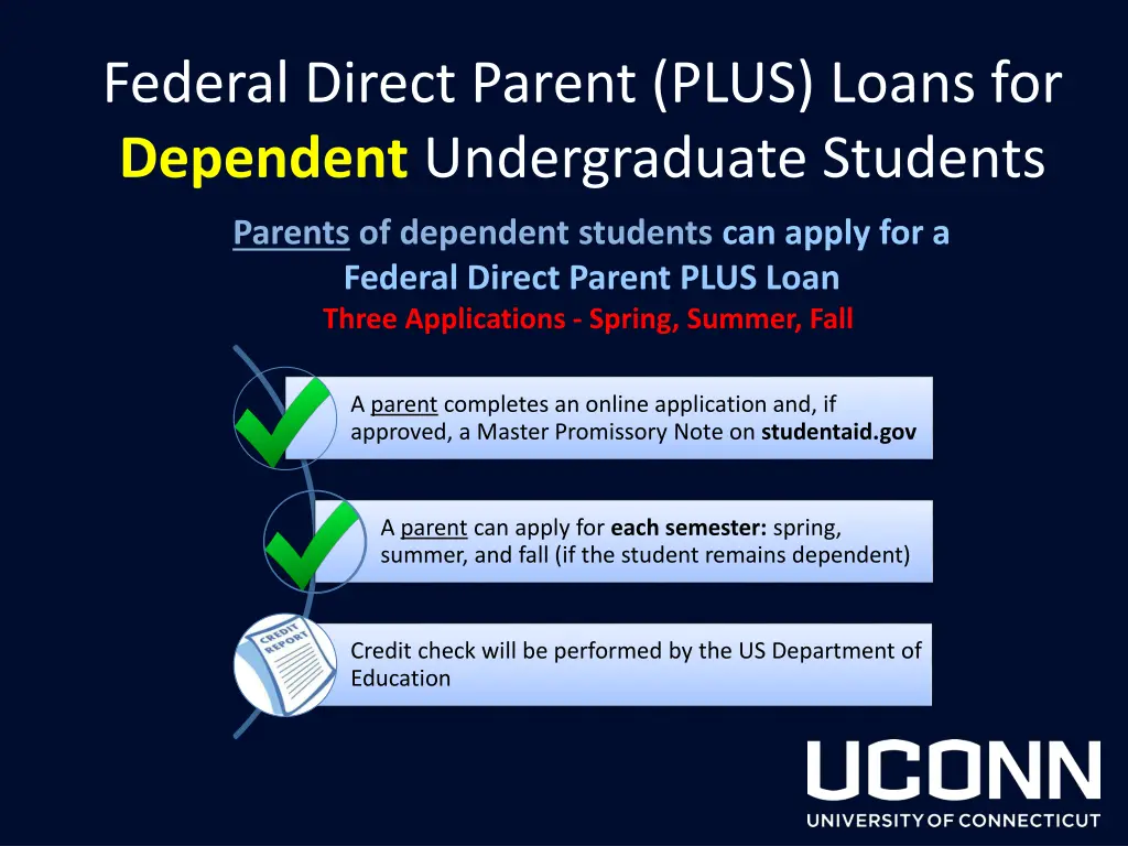 federal direct parent plus loans for dependent